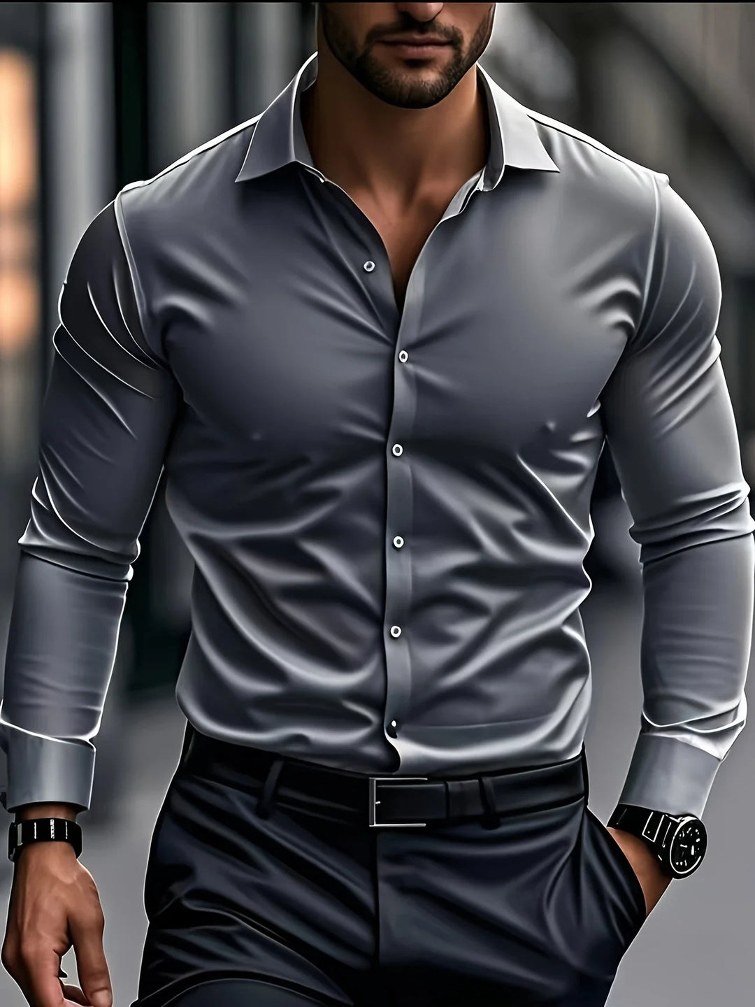 Byron - Elegant Long Sleeve Shirt With Button