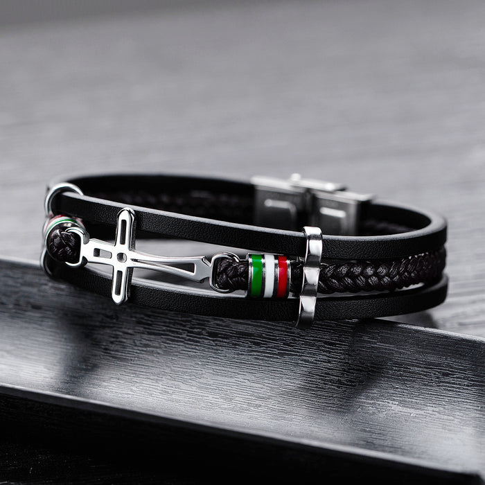Nikos - High-quality Leather Handmade Cross Bracelet