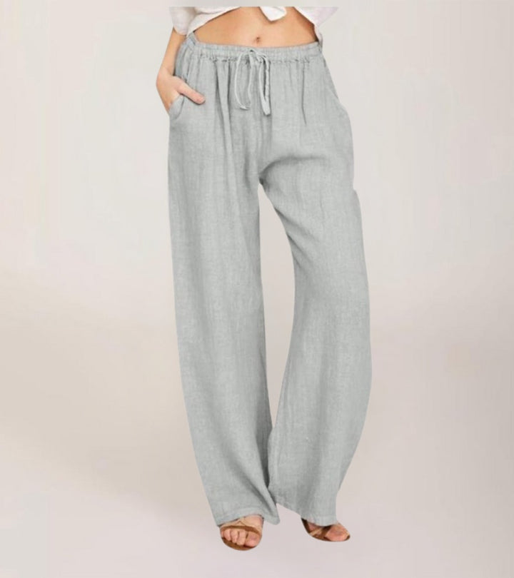 Maialen - Linen Wide Leg Trousers For Summer