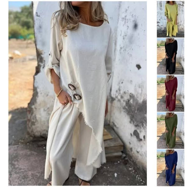 Yeliz – Elegant Cotton And Linen Two Piece Suit