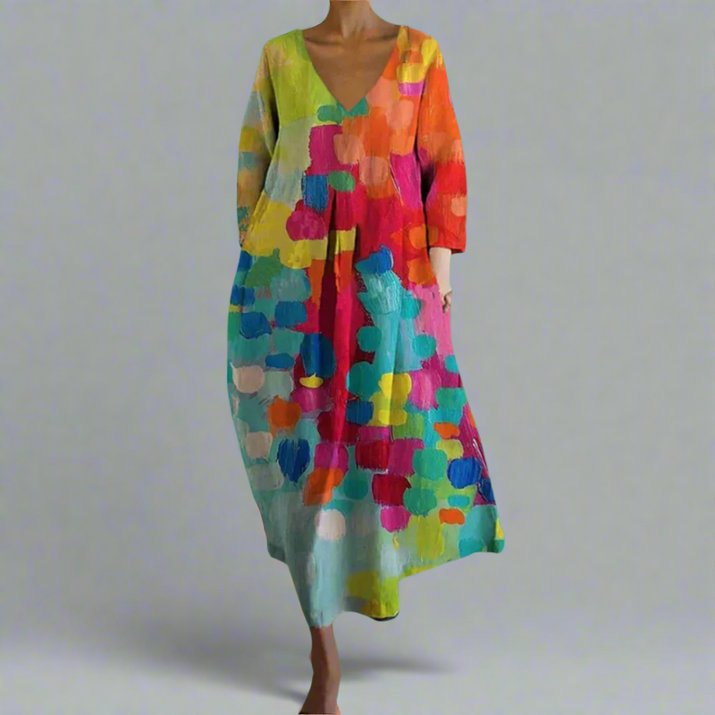 Leticia - Colorful V Neck Dress