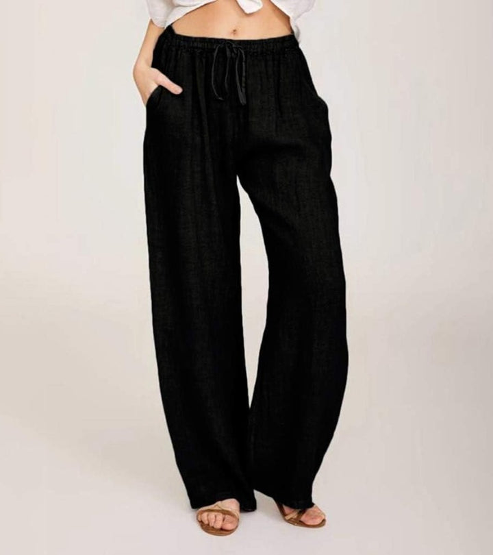 Maialen - Linen Wide Leg Trousers For Summer