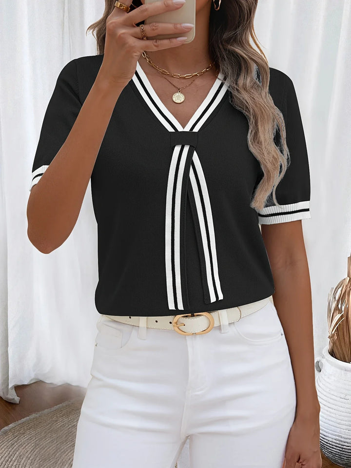 Brunella - Elegant V-Neck Knit Top