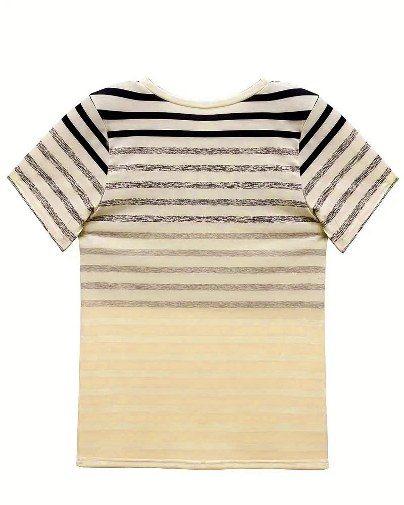 Kellie - T-Shirt Round Neck Short Sleeve Striped