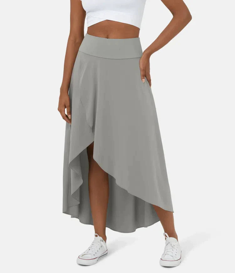 Keisha - Casual Midi Skirt With High Waist And Low Ruffle Skirt