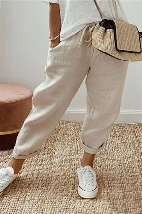 Yaron - Slanted Pocket and Drawstring Waistband Pants