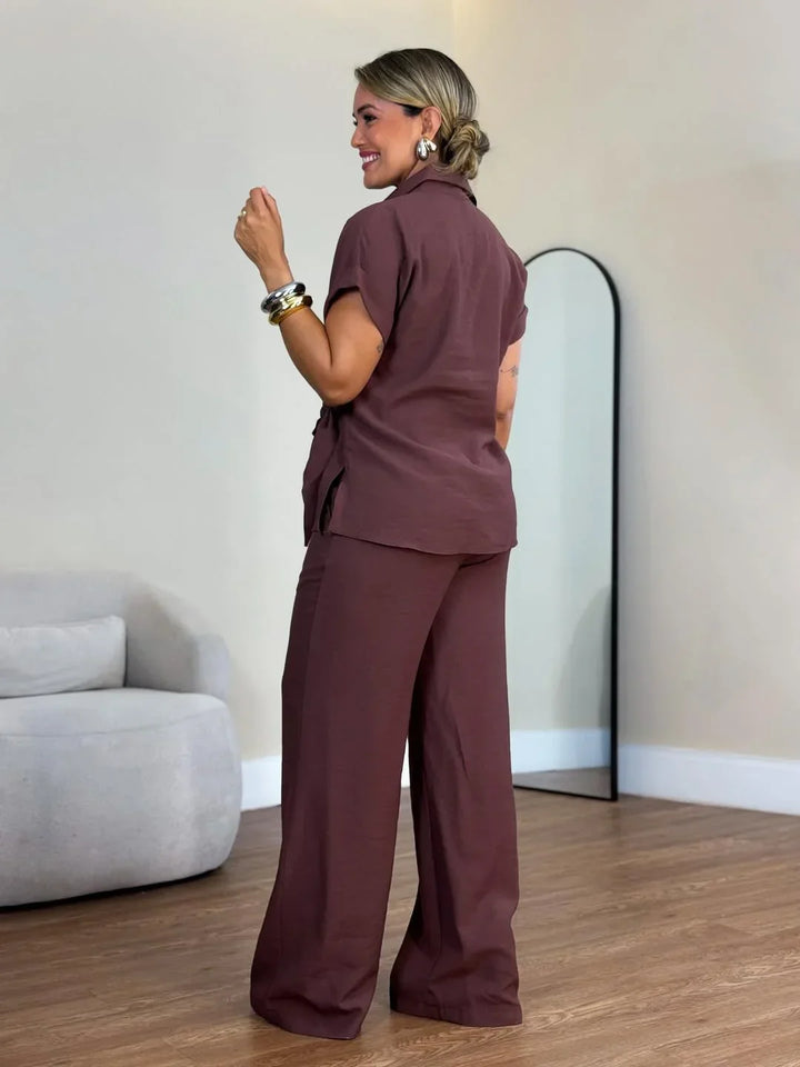 Lorie - Elegant Two Piece Chic Set With Tied Front