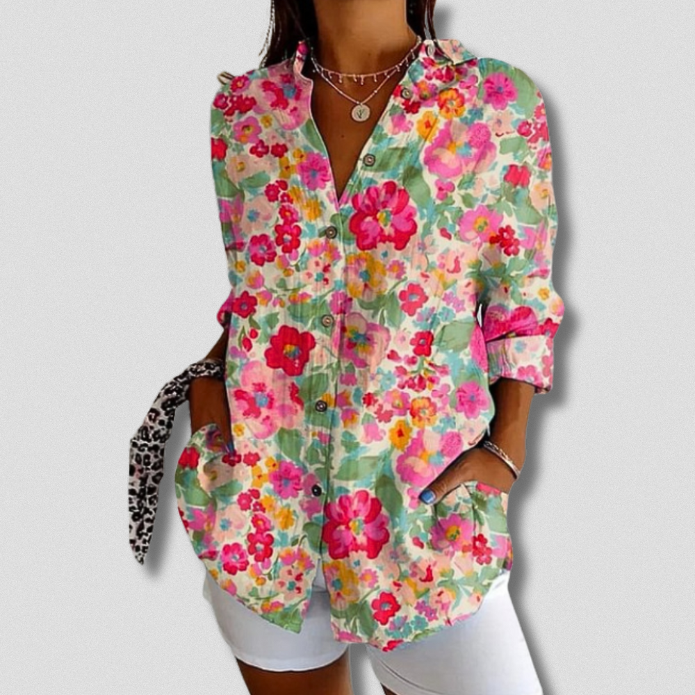 Stefanee - Long Sleeve Floral Shirt