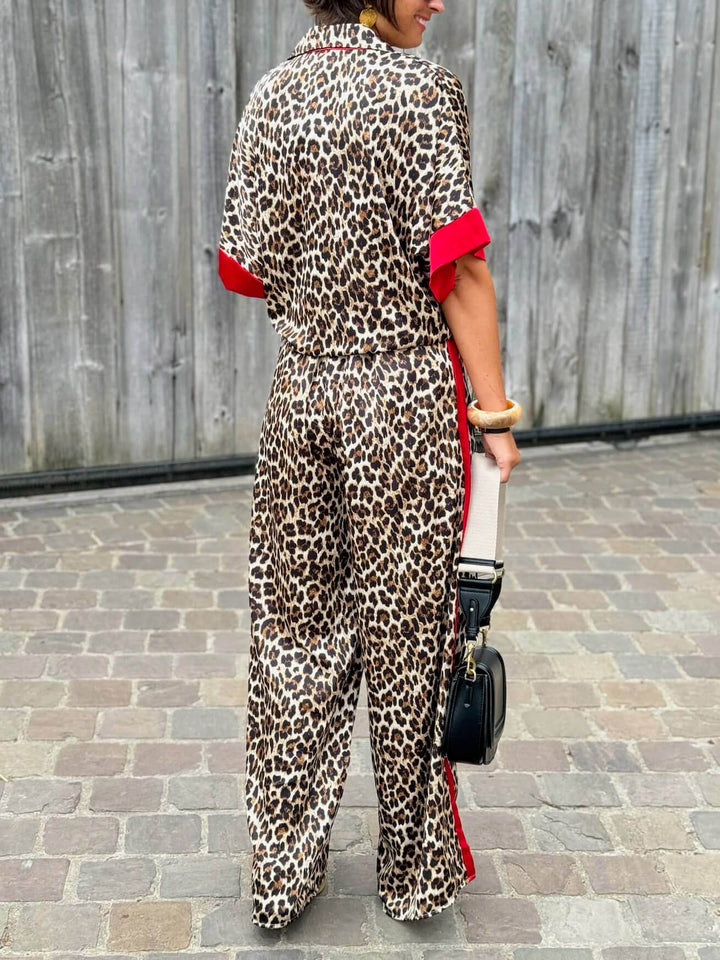 Felinette - Button Down Leopard Print 2 Piece Set