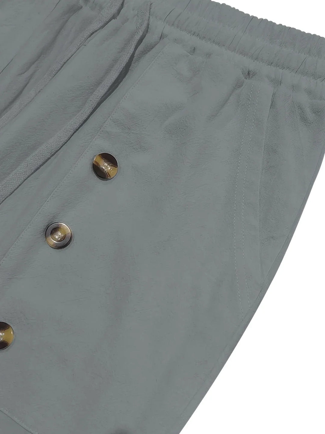 Beslan - Elegant Straight Leg Pants With Golden Buttons