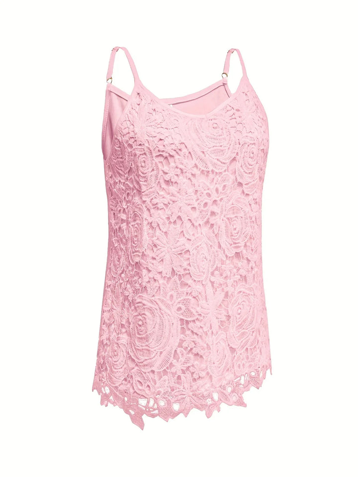 Juna - Elegant Sleeveless Lace Top With V Neck