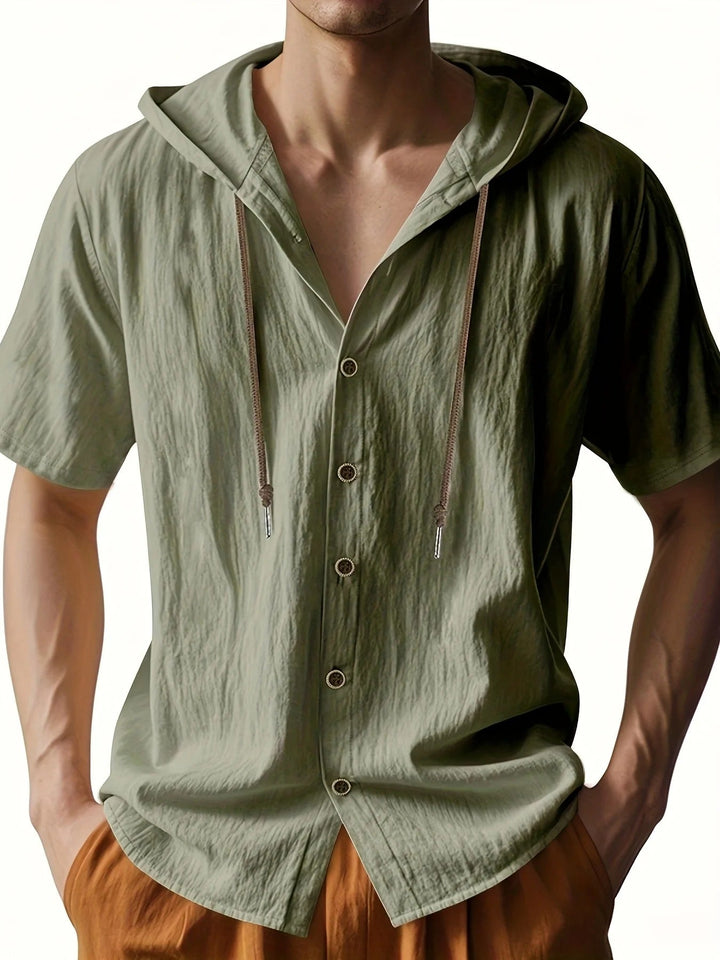 Chadwick - Lightweight Short Sleeve Linen Hooded Shirts