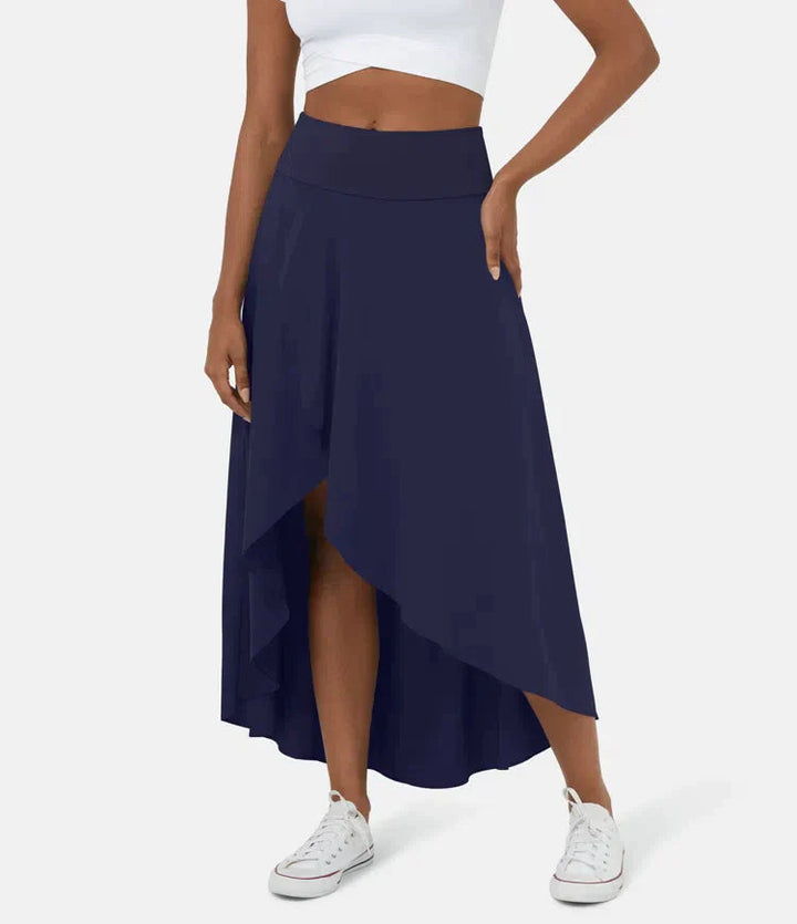 Keisha - Casual Midi Skirt With High Waist And Low Ruffle Skirt