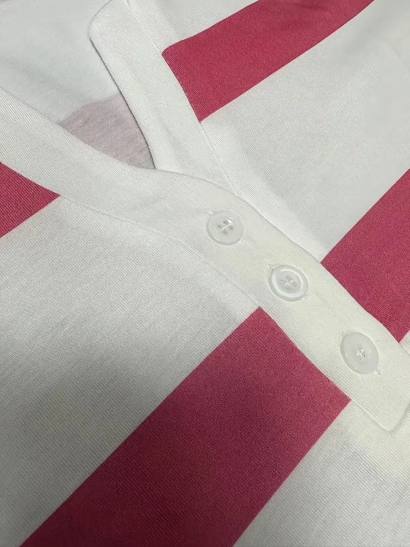 Dakota - Casual V Neck T Shirt With Striped Print