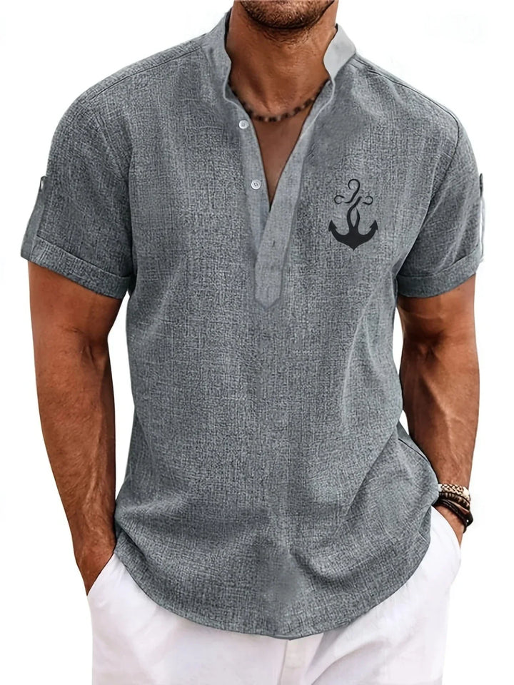 Elliott - Elegant Short Sleeve Shirt With Stand Collar