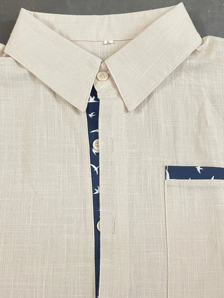 Trofim - Elegant Cute Bird Print Shirt