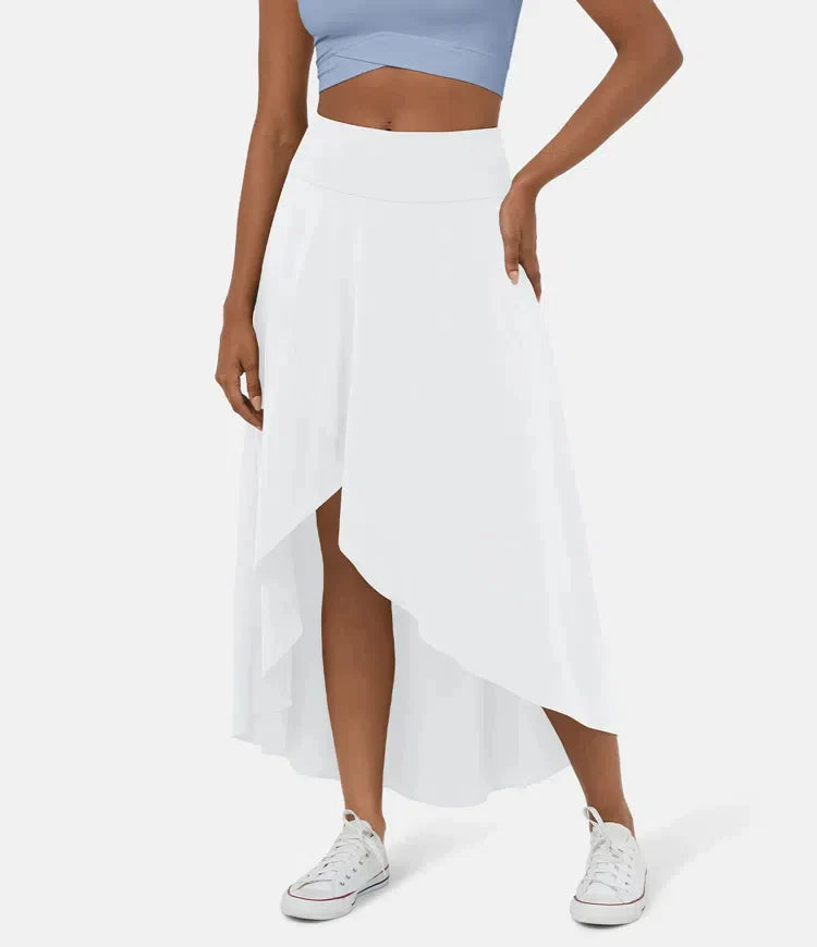 Keisha - Casual Midi Skirt With High Waist And Low Ruffle Skirt