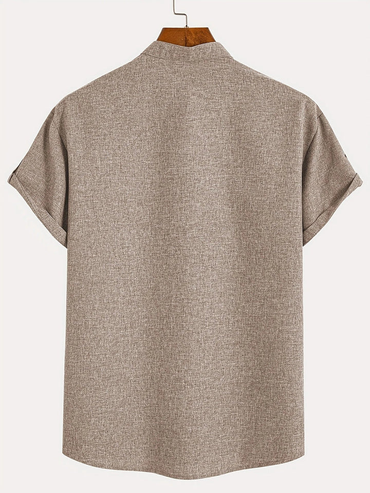 Elliott - Elegant Short Sleeve Shirt With Stand Collar