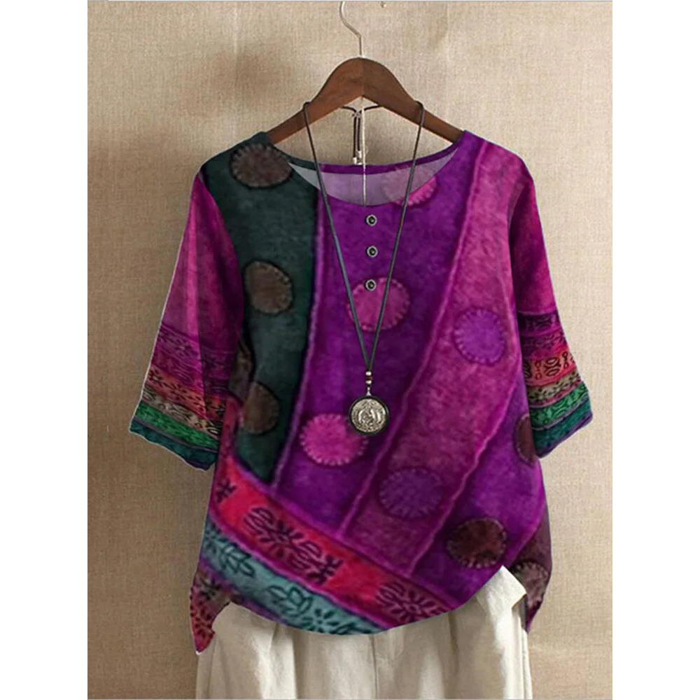 Valarie - Comfortable Colorful Top With Half Sleeves