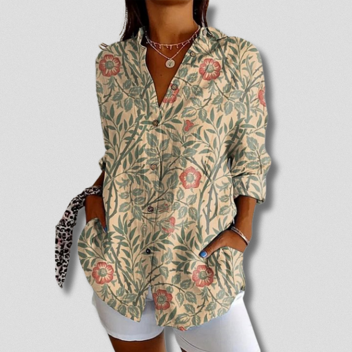 Stefanee - Long Sleeve Floral Shirt