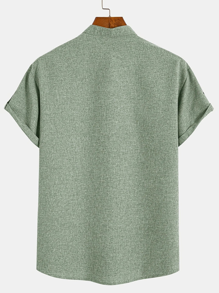 Elliott - Elegant Short Sleeve Shirt With Stand Collar