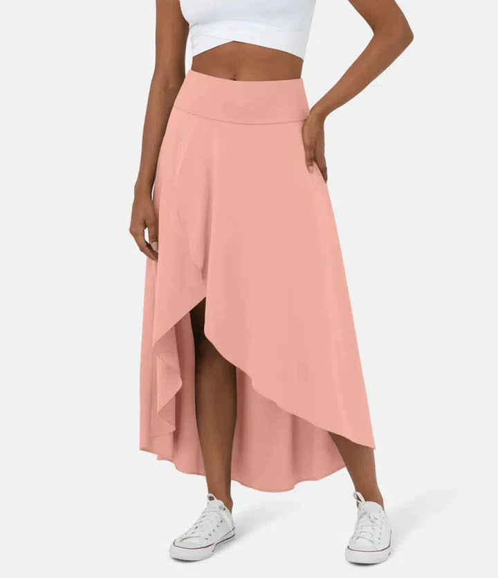 Keisha - Casual Midi Skirt With High Waist And Low Ruffle Skirt