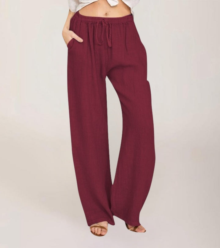 Maialen - Linen Wide Leg Trousers For Summer