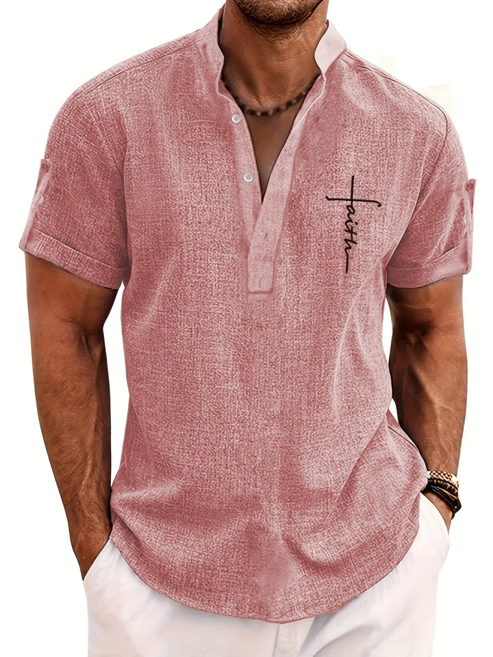 Elliott - Elegant Short Sleeve Shirt With Stand Collar