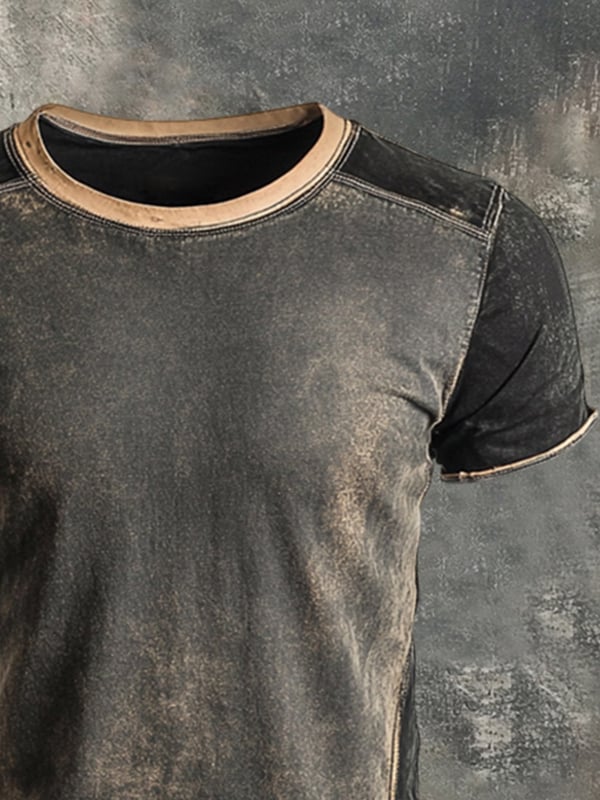 Henley Top In Retro Color Block Design For Men