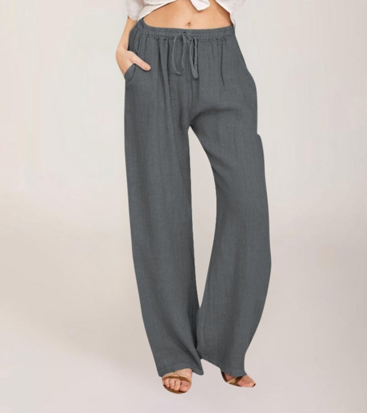 Maialen - Linen Wide Leg Trousers For Summer