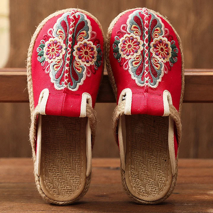 Katy - Handcrafted Cotton Floral Mules