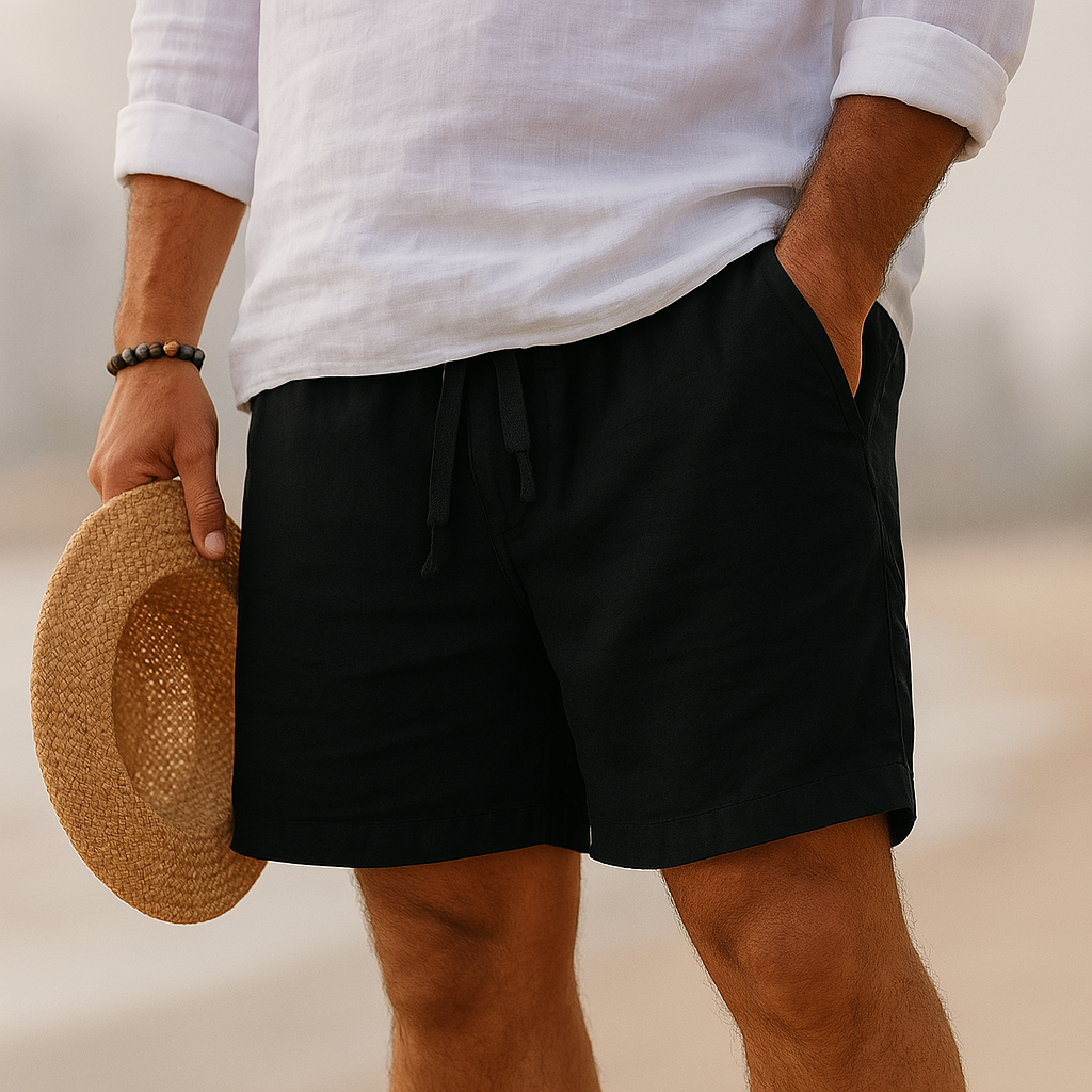 Kaleb - Elegant Linen Shorts With Elastic