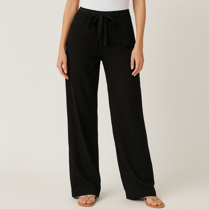 Gwyneth - Elegant Tie Waist Linen Pants