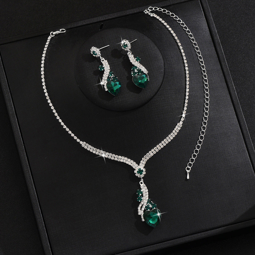 Lelia - Rhinestone Necklace Earrings Set