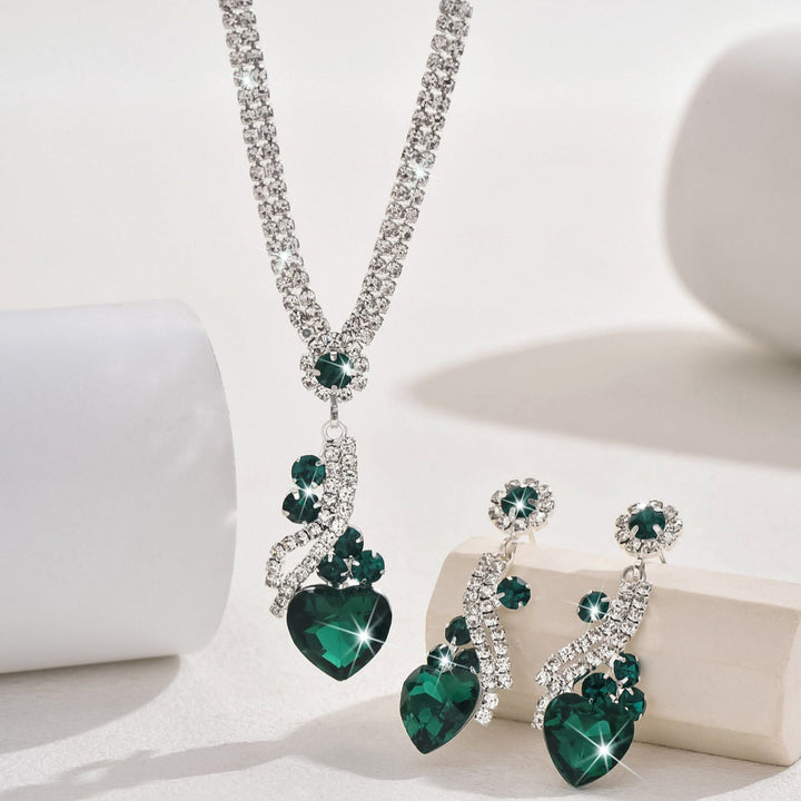 Lelia - Rhinestone Necklace Earrings Set