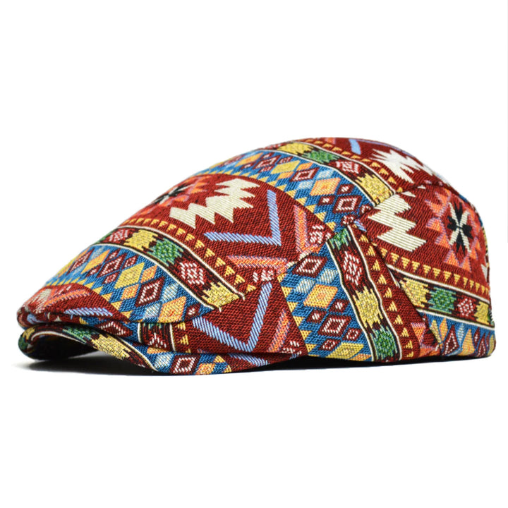 TribalMuse - Colorful Beret With Geometric Design