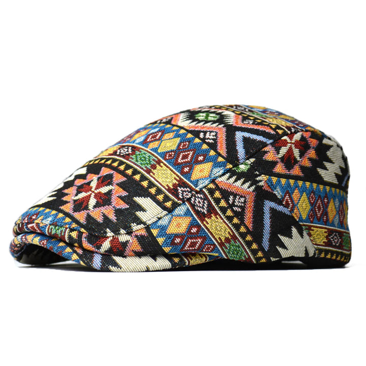 TribalMuse - Colorful Beret With Geometric Design