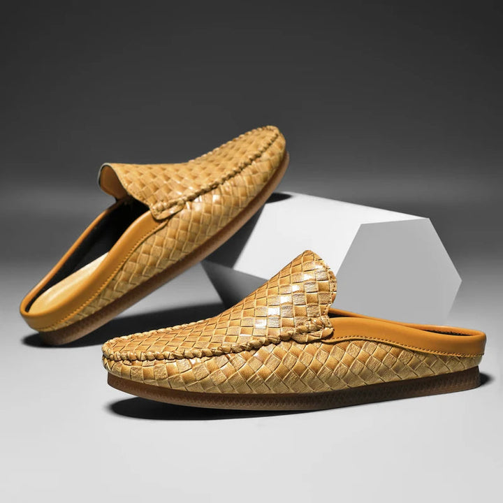 Efim - Casual Woven Pattern Leather Half Slippers