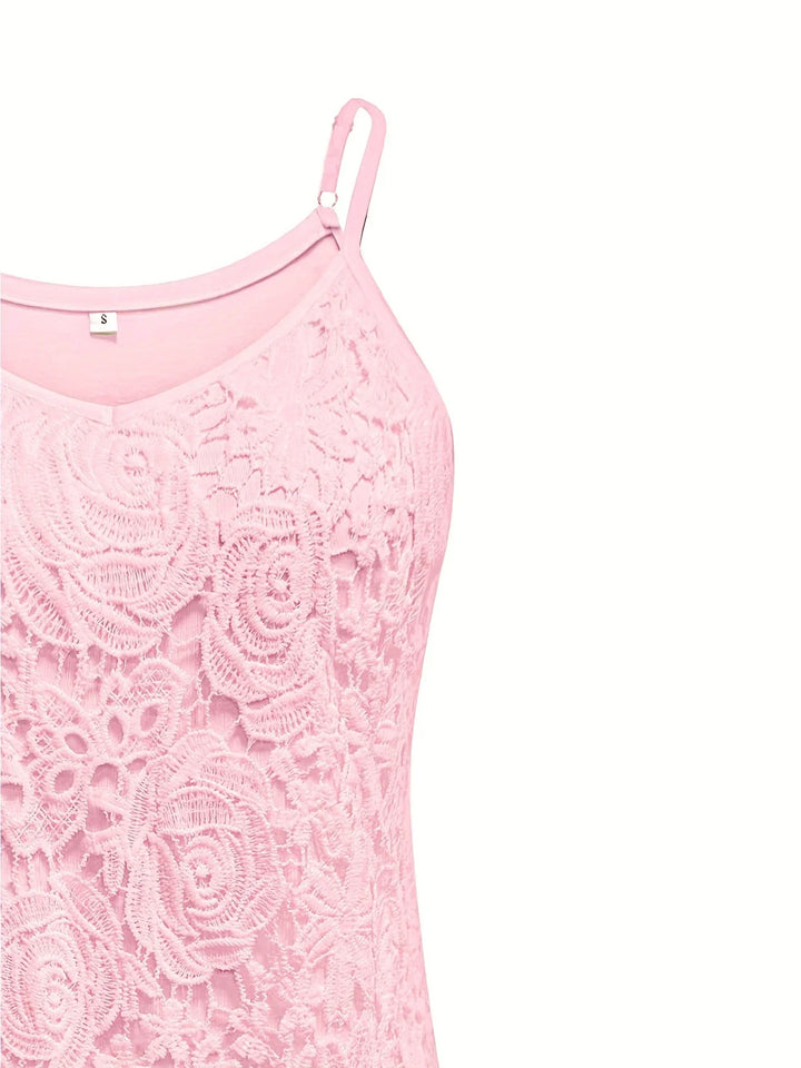 Juna - Elegant Sleeveless Lace Top With V Neck