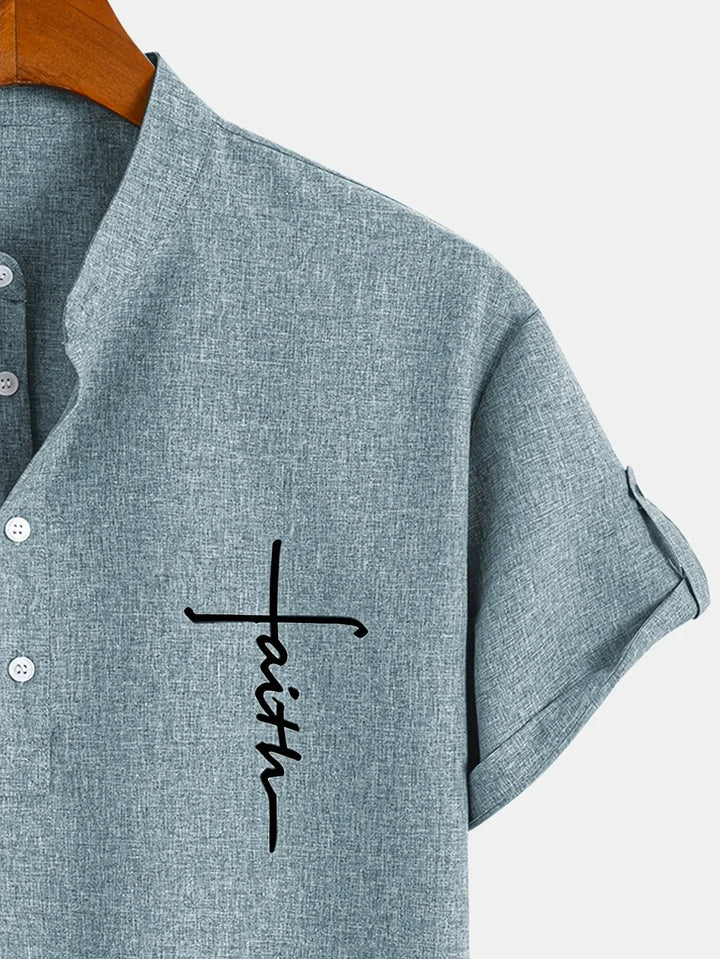 Elliott - Elegant Short Sleeve Shirt With Stand Collar