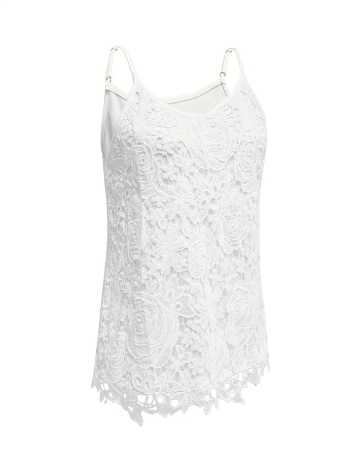 Juna - Elegant Sleeveless Lace Top With V Neck