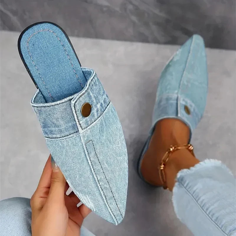 Evropi - Summer Mules With Metal Buckle