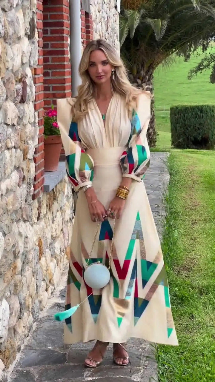 Eleni - Printed V-Neck 2 Piece Set