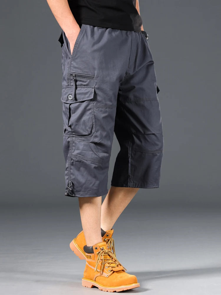 Esman - Elastic Waist Cargo Shorts