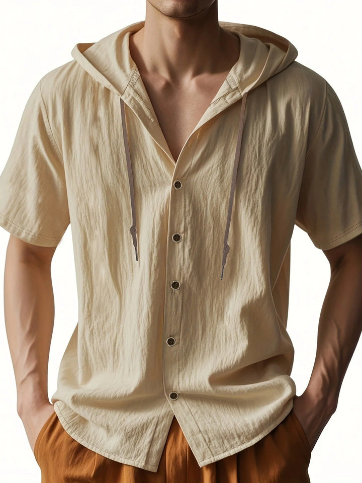 Chadwick - Lightweight Short Sleeve Linen Hooded Shirts