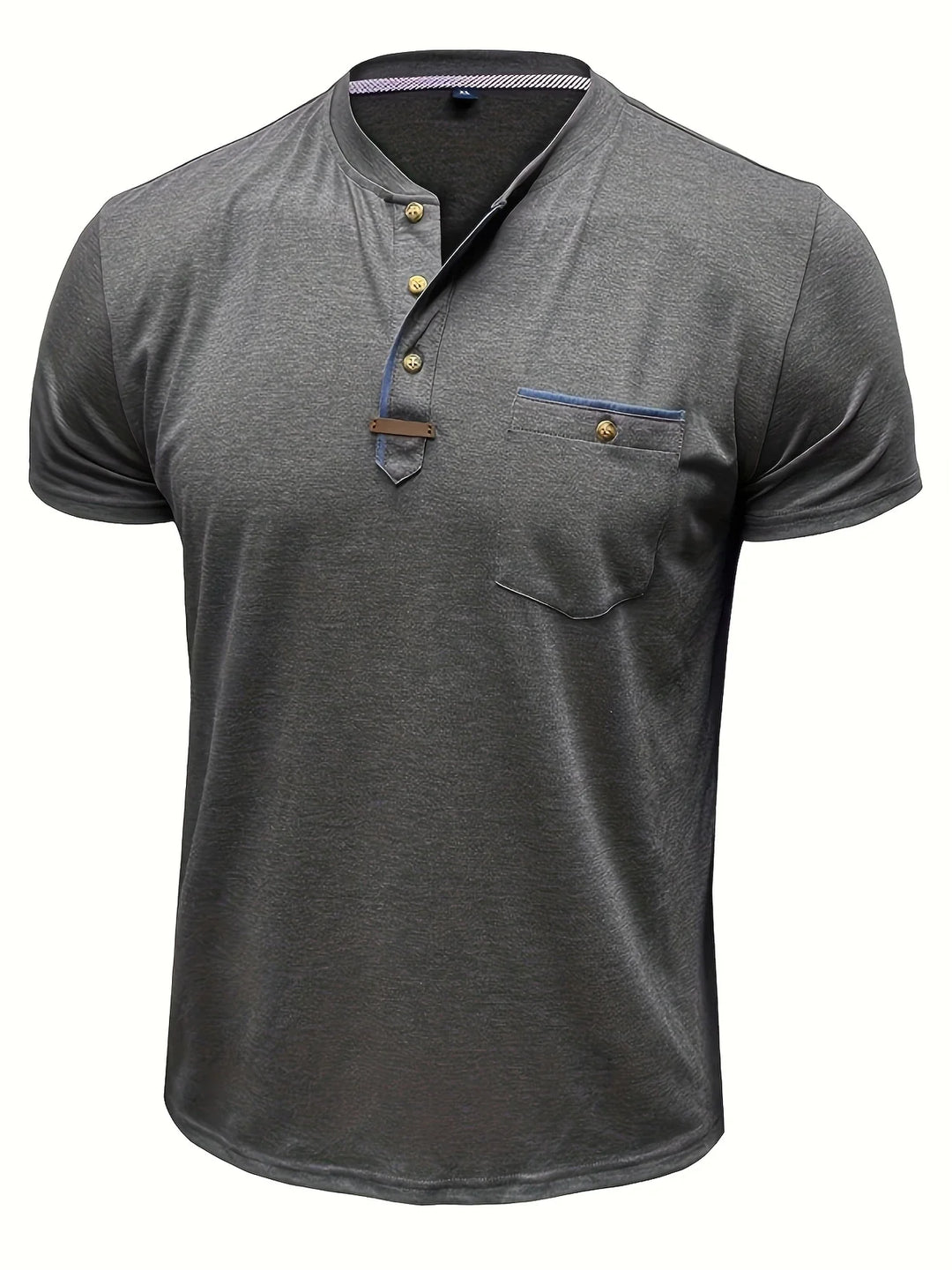 Saxon - Elegant Round Neck T Shirt With Pocket
