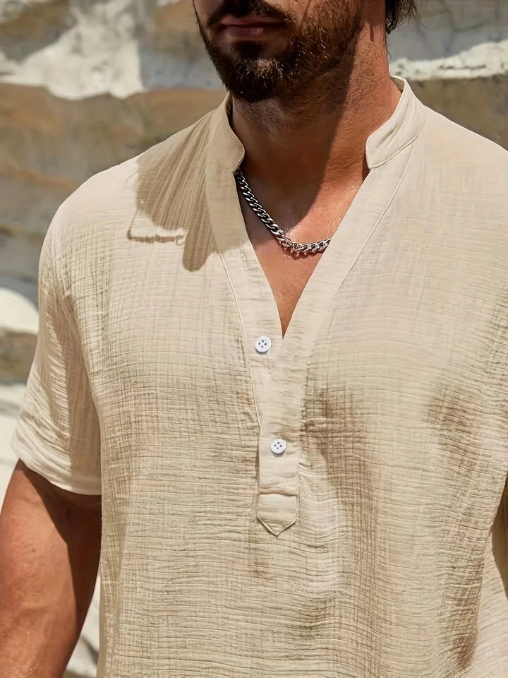 Sancho - Elegant Summer Shirt With Stand Collar