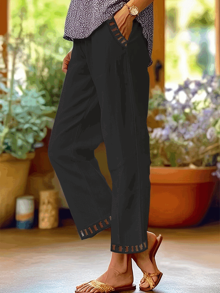 Tracey - Contrast Trim Cropped Pants