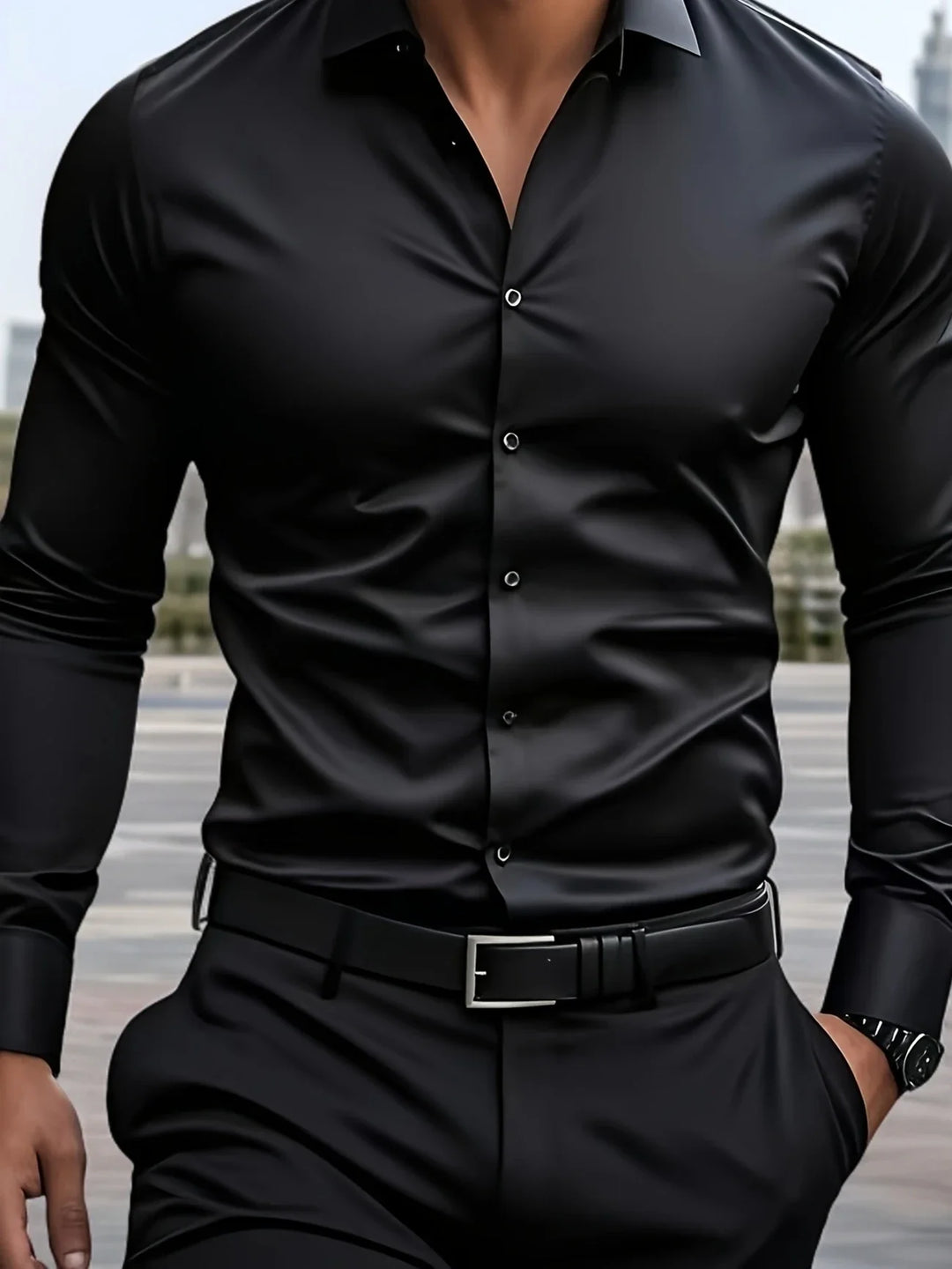 Byron - Elegant Long Sleeve Shirt With Button