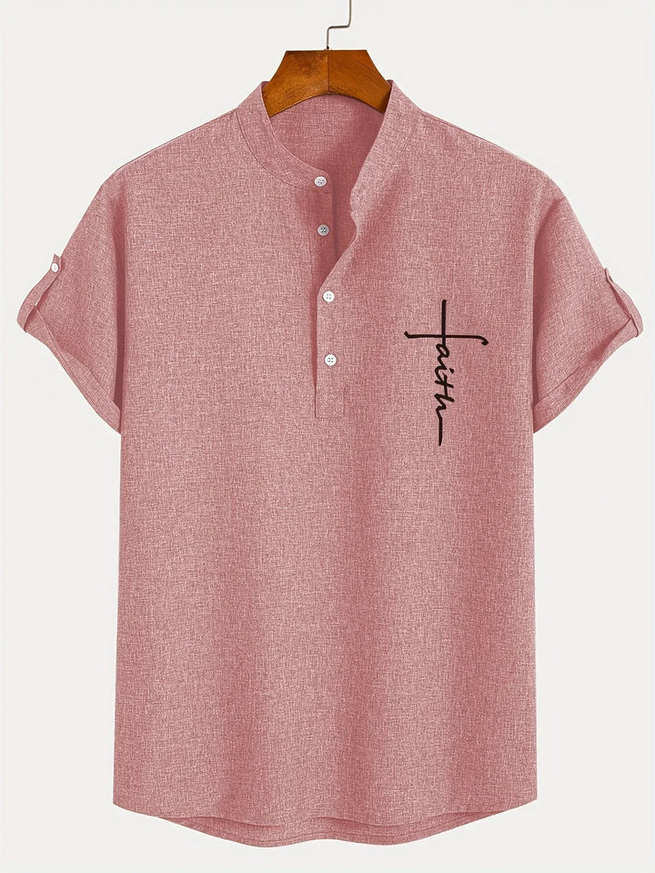 Elliott - Elegant Short Sleeve Shirt With Stand Collar